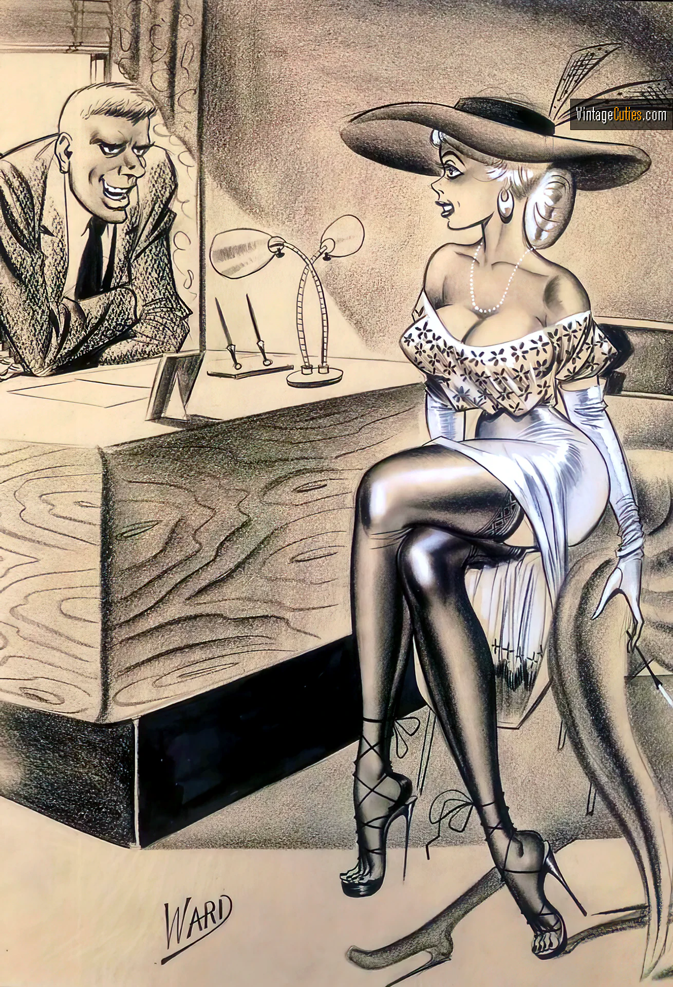 Horny classic man interviews a bombastic long-legged blonde